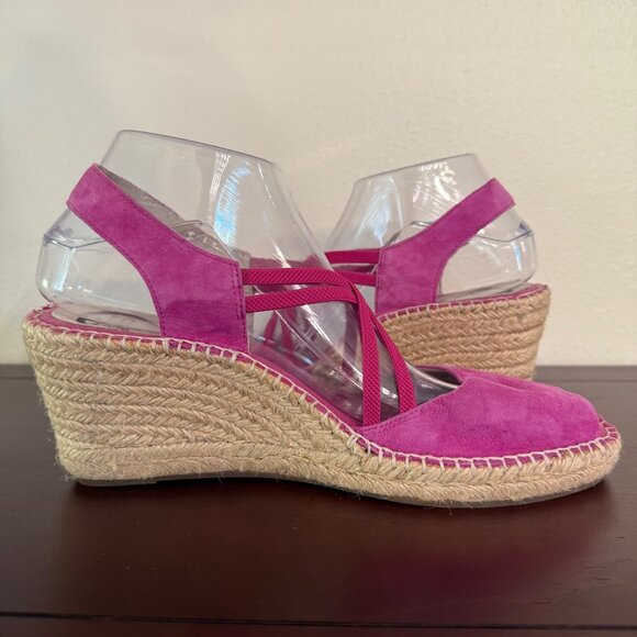 ABEO B.I.O Systems Delano Espadrille Wedge Suede Sandals in Fuchsia 10N - Picture 6 of 12